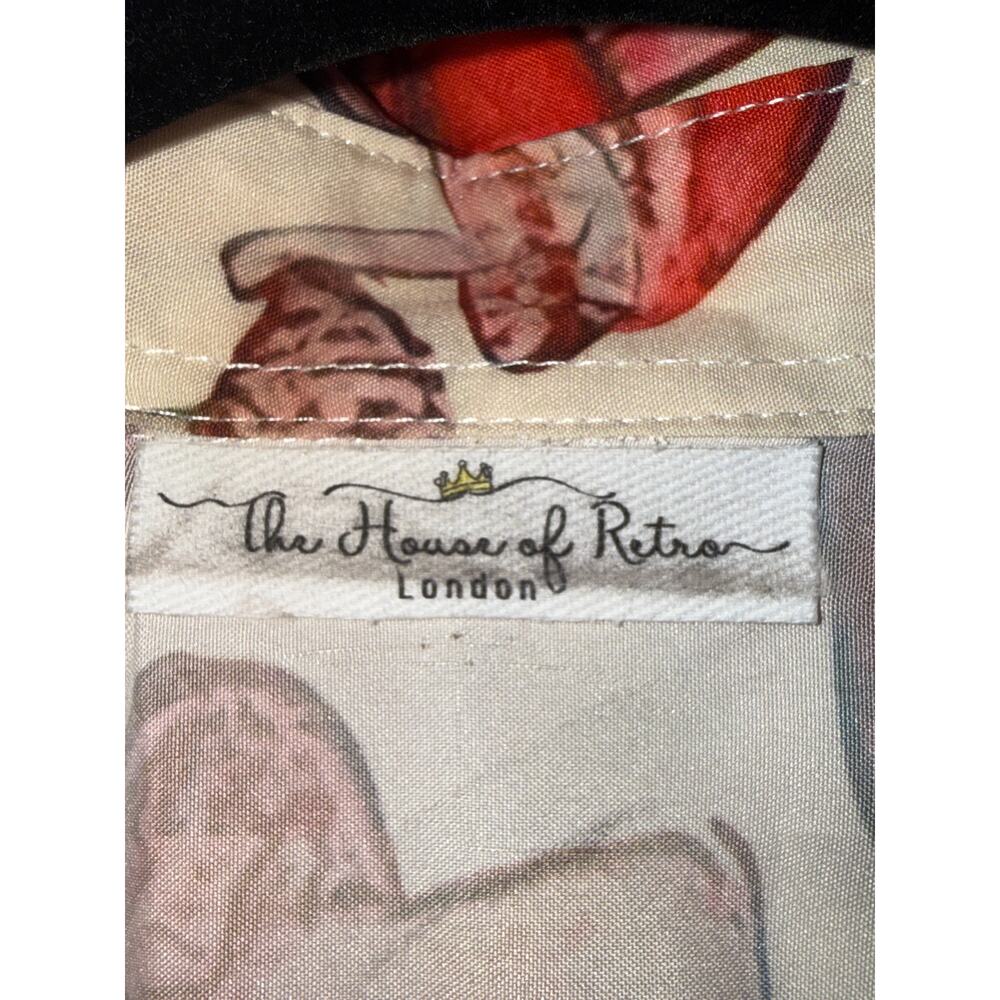 The House of Retro London XL Mushroom Print Button Up Shirt Whimsical Fungi - Picture 4 of 5